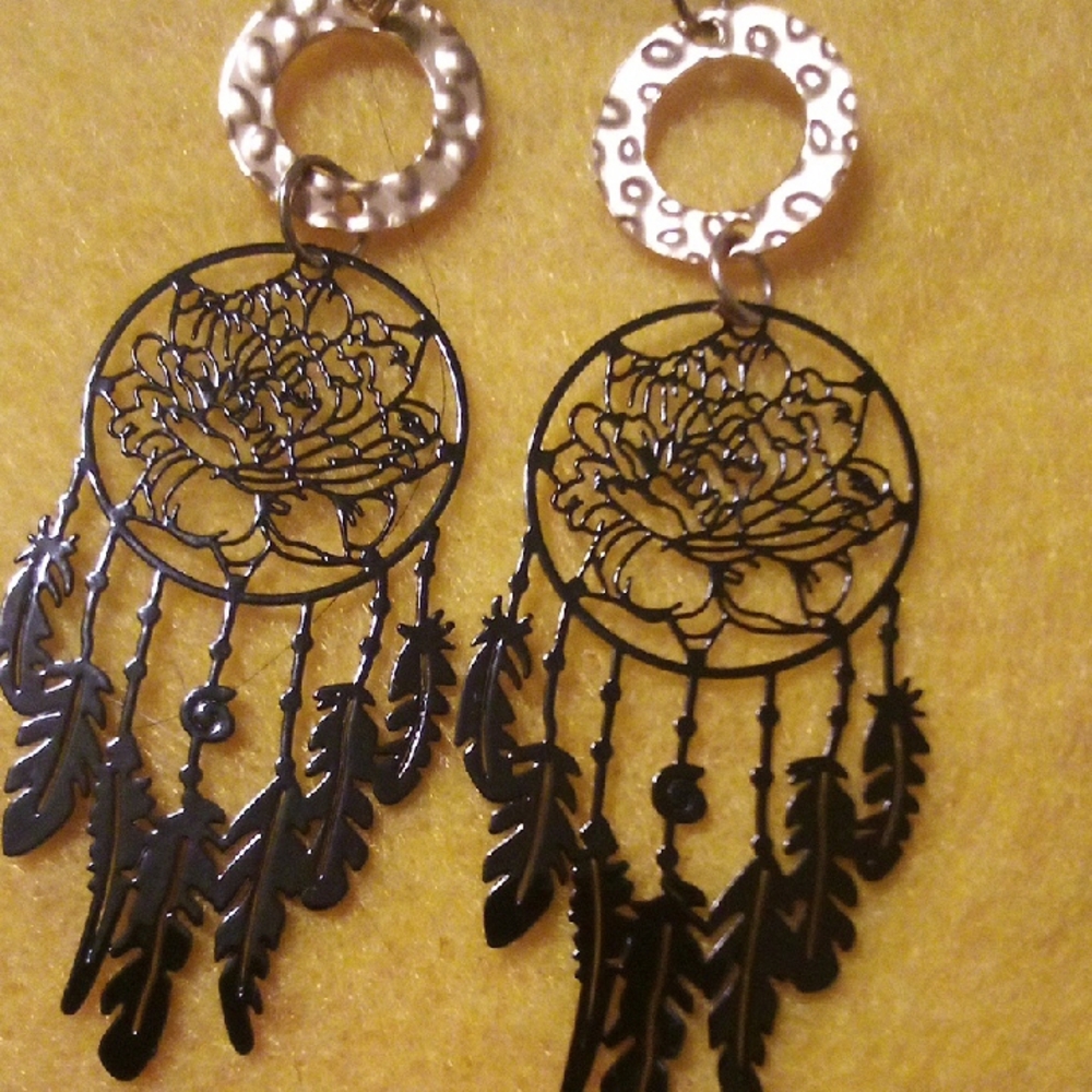 Boho Black Dreamcatcher Earrings